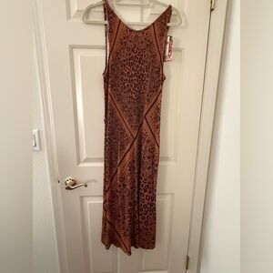 Anthropologie Brown Patterned Maxi Dress